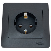 Розетка Systeme Electric Glossa Антрацит с/з, 16А в сборе SE GSL000742
