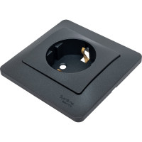 Розетка Systeme Electric Glossa Антрацит с/з, 16А в сборе SE GSL000742