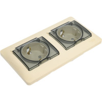 Розетка Systeme Electric Glossa Бежевый 2-ая с/з, со шторками, в сборе, IP44 SE GSL000247