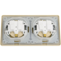 Розетка Systeme Electric Glossa Бежевый 2-ая с/з, со шторками, в сборе, IP44 SE GSL000247