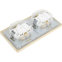 Розетка Systeme Electric Glossa Бежевый 2-ая с/з, со шторками, в сборе, IP44 SE GSL000247