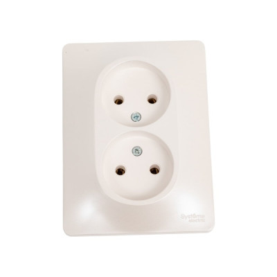Розетка Systeme Electric Glossa Перламутр 2-ая б/з, 16А в сборе SE GSL000620