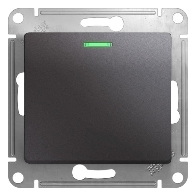 1-клавишный выключатель Systeme Electric Glossa Графит с подсветкой, сх.1а, 10AX SE GSL001313