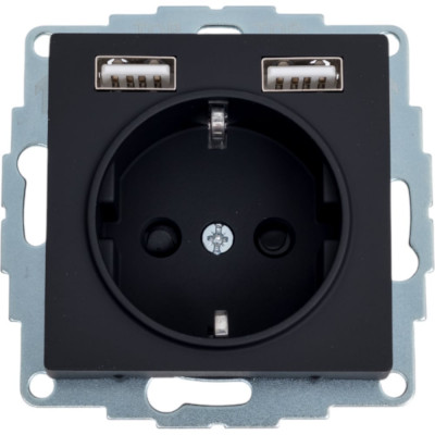 Розетка 16А с 2 USB A+A Systeme Electric AtlasDesign Карбон 5В/2,4А, 2х5В/1,2 А ATN001030