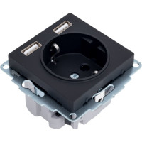Розетка 16А с 2 USB A+A Systeme Electric AtlasDesign Карбон 5В/2,4А, 2х5В/1,2 А ATN001030