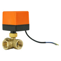 Кран DN.ru латунный 3-ходовой L-тип RP.BRASS.120.MM.020 Ду20 Ру16, электропривод 220В D160-00111