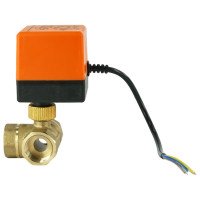 Кран DN.ru латунный 3-ходовой L-тип RP.BRASS.120.MM.020 Ду20 Ру16, электропривод 220В D160-00111