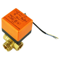 Кран DN.ru латунный 3-ходовой L-тип RP.BRASS.120.MM.020 Ду20 Ру16, электропривод 220В D160-00111