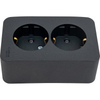 2-ая розетка Systeme Electric Blanca о/у без пласт. антрацит с/з со шт.., 16А BLNRA011206