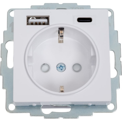 Розетка Systeme Electric AtlasDesign 16А с 2 Usb A+A, 5В/2,4 А, 2x5В/1,2 А белый ATN000132