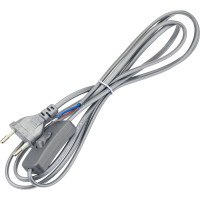 Провод с евроштекером и выключателем duwi серебро 2,0м H 03 VV-F 2x0,5 мм 28573 1