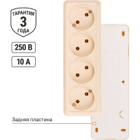 4-х местная горизонтальная розетка TDM ELECTRIC 2П открытой установки IP20 10A слоновая кость "Ладога" SQ1801-0228