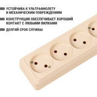 4-х местная горизонтальная розетка TDM ELECTRIC 2П открытой установки IP20 10A слоновая кость "Ладога" SQ1801-0228