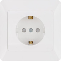 Розетка TDM ELECTRIC 2П+З с защитными шторками 16А 250В белая "Ильмень" SQ1823-0014