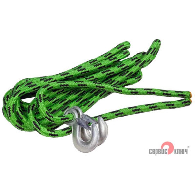Трос-шнур альпинистский 7 т. 2 крюка СЕРВИС КЛЮЧ 73757
