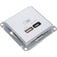 Розетка USB Systeme Electric ATLASDESIGN A + тип-C 45W высокоскор.заряд. QC, PD, механизм, БЕЛЫЙ ATN000129