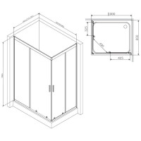 Душевое ограждение AM.PM Gem 100x80 прям.,стекло прозрачное, профиль черный мат.,без поддона W90G-404-100280-BT