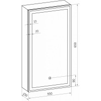 Зеркало-шкаф с подсветкой Art&Max TECHNO AM-Tec-350-650-1D-L-DS-F-Nero