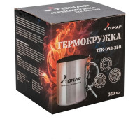 Термокружка Тонар T.TK-038-350 350мл, с пластиковой крышкой+карабин 281106