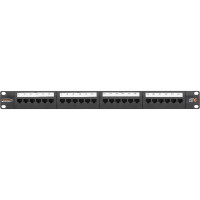 Панель NIKOMAX 19, 24 порта, Кат. 6, черная NMC-RP24UE2-1U-BK