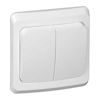 Двухклавишный выключатель Systeme Electric СП Этюд 10А IP20 с индикацией, белый BC10-006B