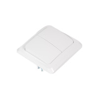 Двухклавишный выключатель Systeme Electric СП Этюд 10А IP20 с индикацией, белый BC10-006B