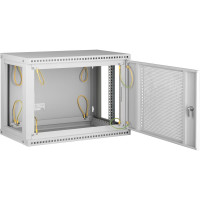 Настенный разборный шкаф TLK 19, 12U, перфорированная дверь, серый TWI-126045-R-P-GY
