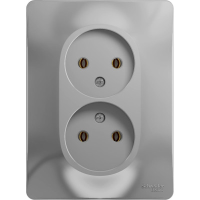 Розетка Systeme Electric (Schneider Electric) GLOSSA двойная без заземления,16А, алюминий GSL000320