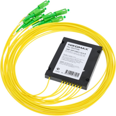 Планарный сплиттер NIKOMAX 1x8, одномодовый, G.657.A1, SC/APC, стандартный корпус, 2 мм NMF-SPP1X8A1-SCA-B