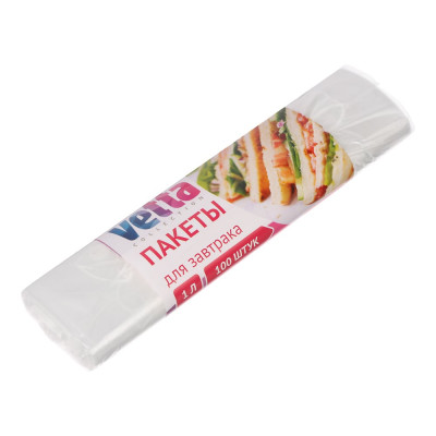 Пакеты для завтрака VETTA 100 шт., 1 л, 17x28 см, флексопечать 438-114