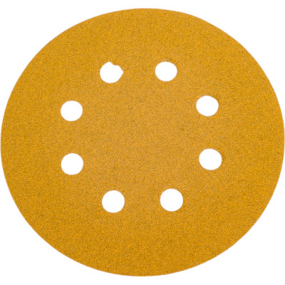 Диск абразивный с липучкой Sandpaper (yellow) 125 мм, 8 отверстий, P80, 10 шт BRUSHTEX 125Y8-80