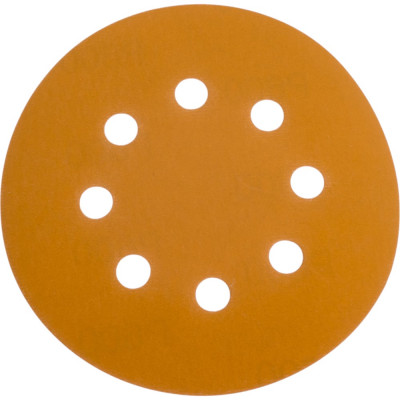 Диск абразивный с липучкой Sandpaper (yellow) 125 мм, 8 отверстий, P600, 10 шт BRUSHTEX 125Y8-600
