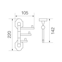 Тройной крючок Veragio STANFORD поворотный, хром VR.STD-7735.CR