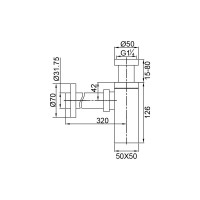Сифон для раковины Veragio Sbortis 133-211 см, квадратный, 1 1/4", хром VR.SBR-8116.CR