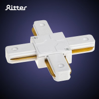 Трековый Х-образный жесткий коннектор RITTER для соединения шинопровода Artline пластик/медь белый 59749 4