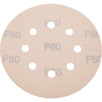 Диск абразивный с липучкой Sandpaper (yellow) 125 мм, 8 отверстий, P80, 10 шт BRUSHTEX 125Y8-80