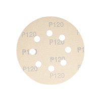 Диск абразивный с липучкой Sandpaper (yellow) 125 мм, 8 отверстий, P120, 10 шт BRUSHTEX 125Y8-120