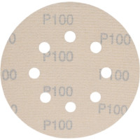 Диск абразивный с липучкой Sandpaper (yellow) 125 мм, 8 отверстий, P100, 10 шт BRUSHTEX 125Y8-100