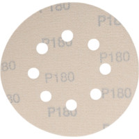 Диск абразивный с липучкой Sandpaper (yellow) 125 мм, 8 отверстий, P180, 10 шт BRUSHTEX 125Y8-180