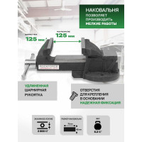 Тиски стальные с наковальней Rockforce 5"-125мм RF-6540205(3910)