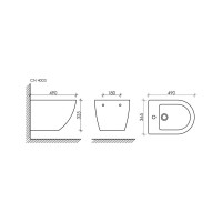 Подвесное биде Ceramicanova METROPOL Rimless, 1 отверстие под смеситель, с крепежом CN4003