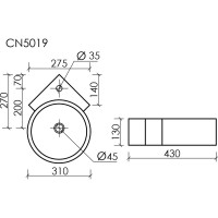 Подвесной умывальник Ceramicanova Element угловой, 310х430х125 мм CN5019