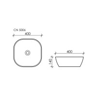 Накладной умывальник чаша Ceramicanova Element квадратная, 400х400х140 мм CN5006
