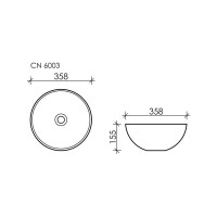 Умывальник чаша Ceramicanova Element накладная, круглая, цвет белый матовый, 358х358х155 мм CN6003