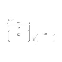 Раковина Ceramicanova AURA накладная 605х470х135 мм CN2001