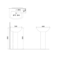 Раковина с пьедесталом Creo Ceramique TOURS TO3000N+T03010N