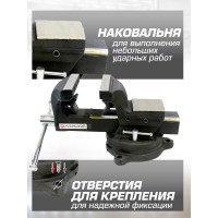 Стальные поворотные тиски с наковальней Forsage + захват для труб и съемными губками + захват для труб 6" - 150мм F-6540606(47867)