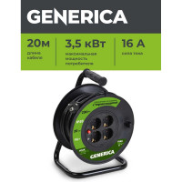 Катушка GENERICA УК20 с т/з 4 места 2P+PE/20м 3x1,5мм2 WKP20-16-04-20-G
