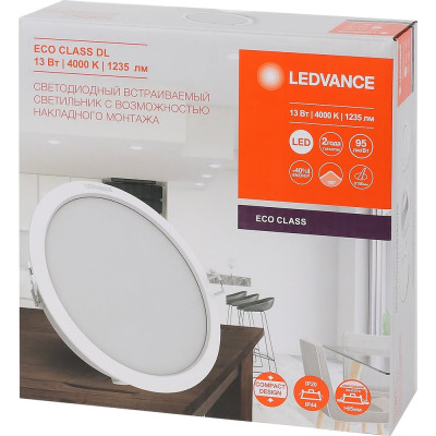 Светодиодный светильник LEDVANCE даунлайт ECOCLASS DL 13W 840 WT IP44 10x1RETRU LEDV 4058075656659
