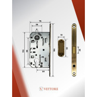 Межкомнатный механизм под цилиндр VETTORE 410 C-S MAGNET AB, бронза 20038